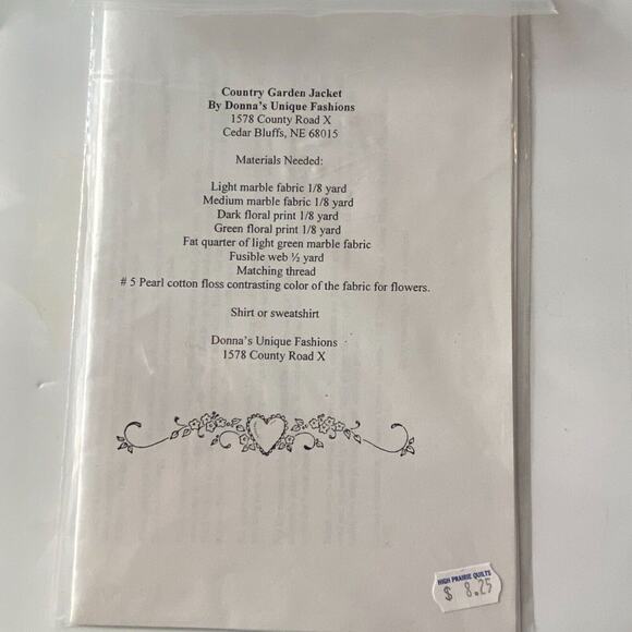 Donnas Unique Fashions DUFPFC032 Pattern Country Garden Jacket Uncut Folkart - Picture 4 of 5